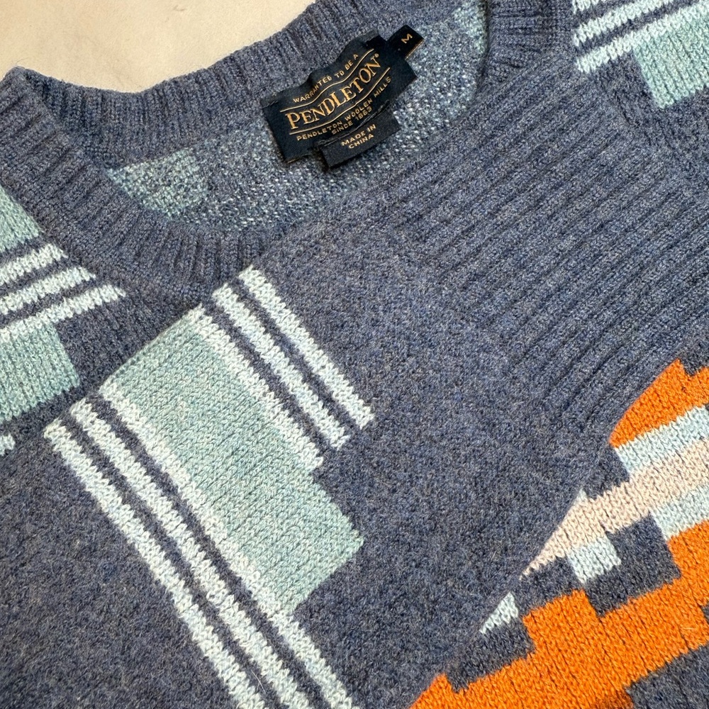 Pendleton Blue and Orange Crew Neck Sweater
